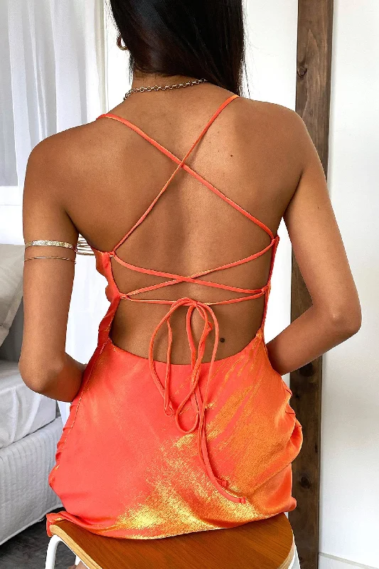 Noble And Elegant Olivia Dress - Orange Shimmer