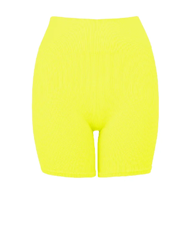 Soft Comfort RIBBED COMPOSED Shorts | Neon Yellow
