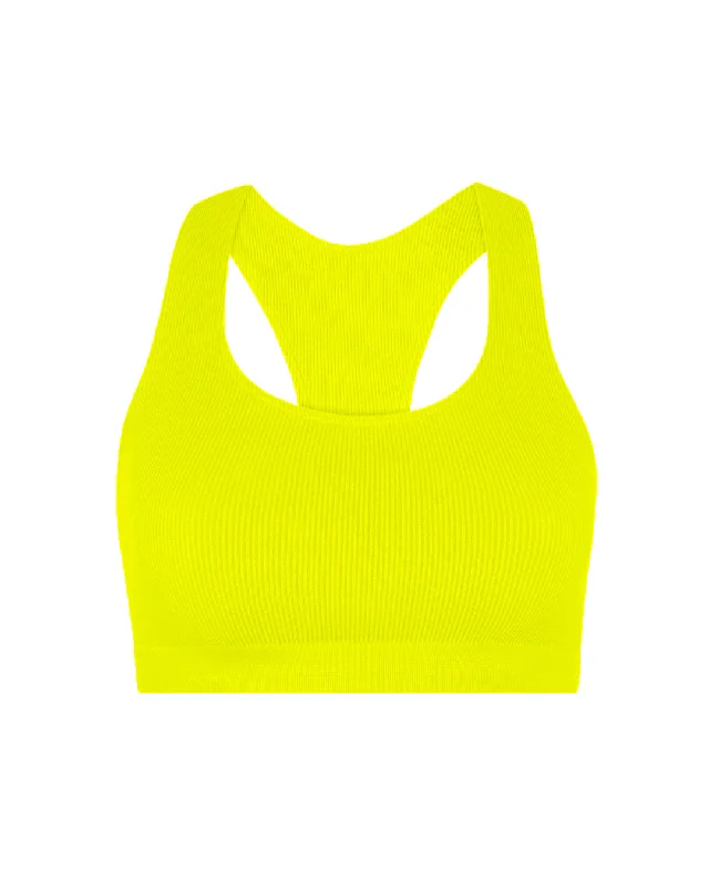 Stylish Ease RIBBED ELATED Bra Top | Neon Yellow