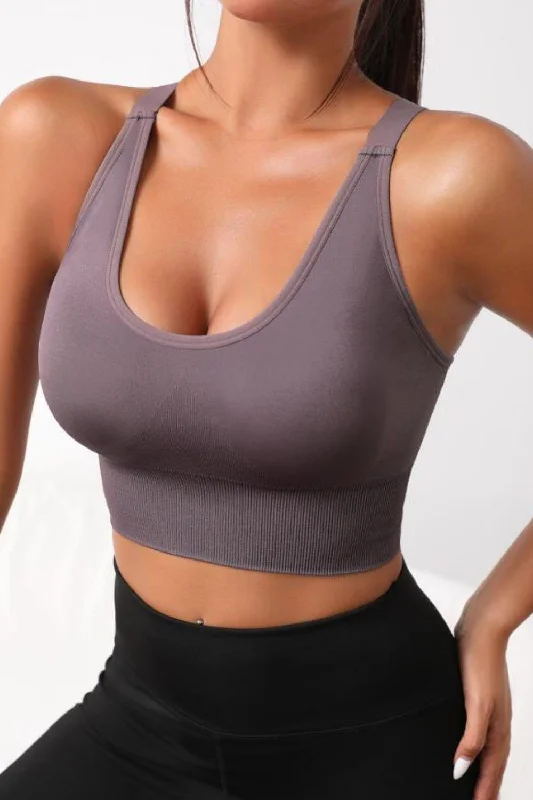 Comfortable And Cold-proof Scoop Neck Long Active Bra
