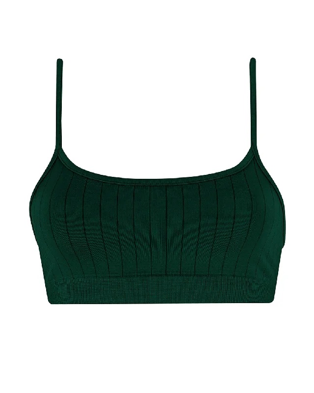 Sporty Wear FLAT RIBBED SINCERE Bikini Bra Top | Dark Green