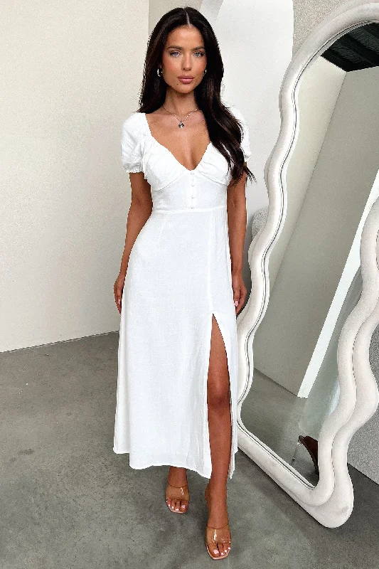 Basic Version Solem Midi Dress - White Linen