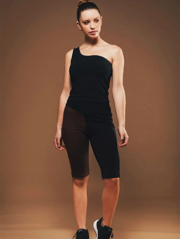 Elegant And Lazy Organic Cotton One Shoulder Top | Black