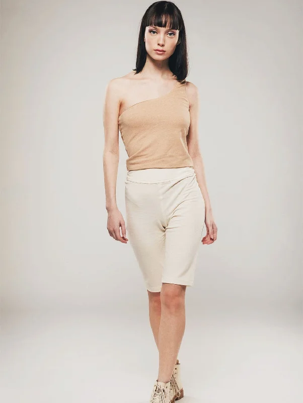 Customized Version Organic Cotton One Shoulder Top | Light Brown