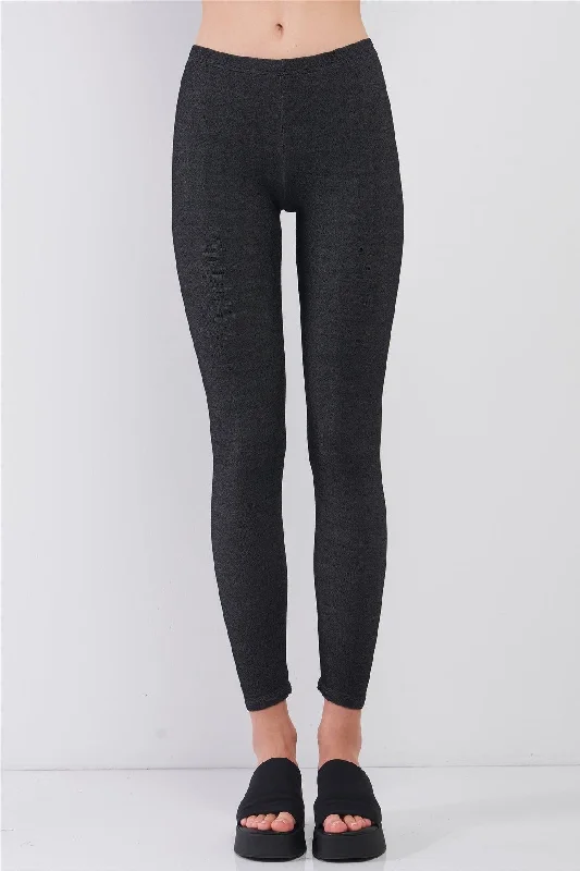 End Of The Year Washed Black Skinny Fit Yoga Workout Leggings