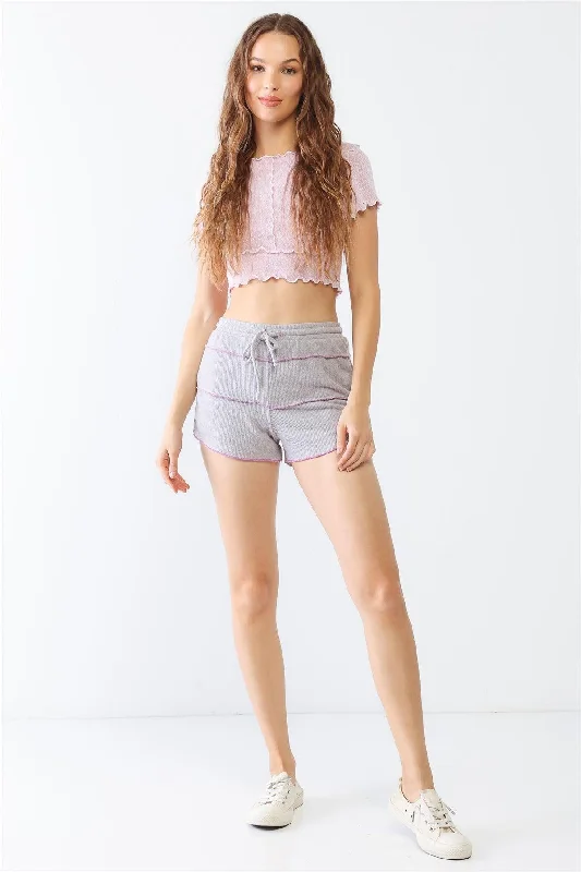 Personalized Wear Lavender Knit Inside-Out High Waist Shorts
