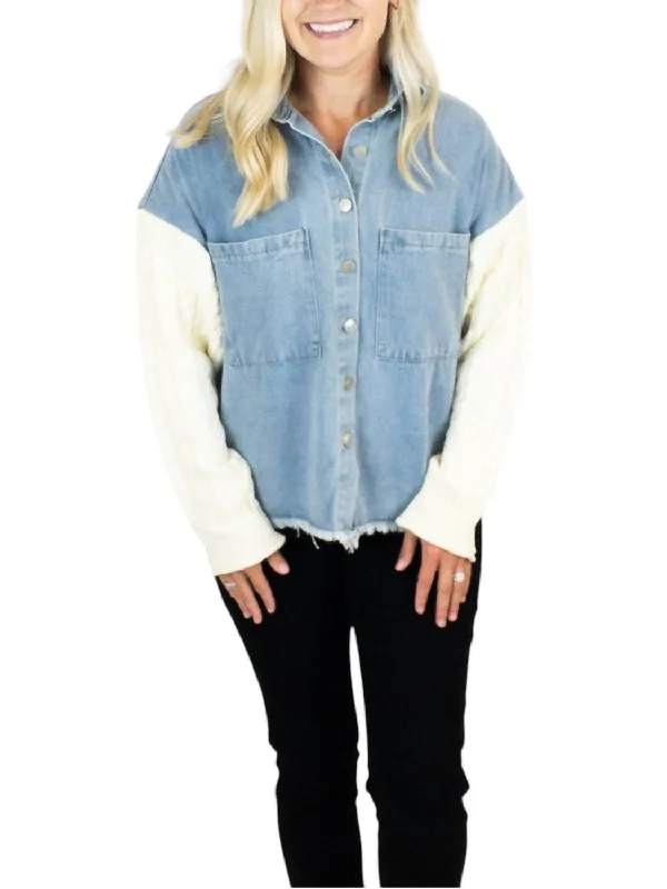 Classic Color Autumn Denim Jacket In Light Wash
