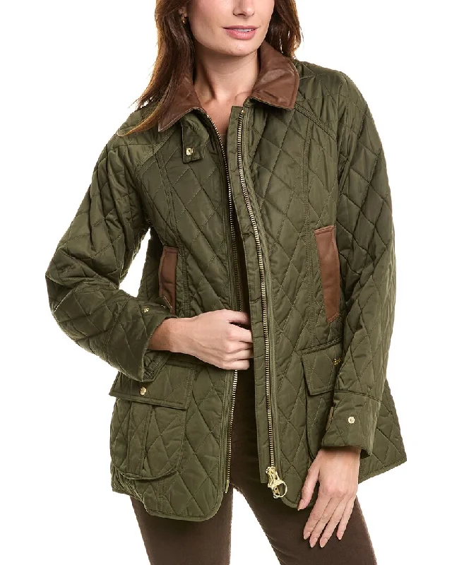 Elegant Series Barbour Beadnel Leather-Trim Coat