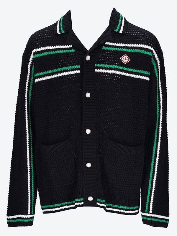 Simple Solid Color Knit crochet effect tennis jacket