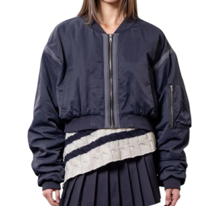 Must-have For Fashion City Girl Bomber Jacket In Navy
