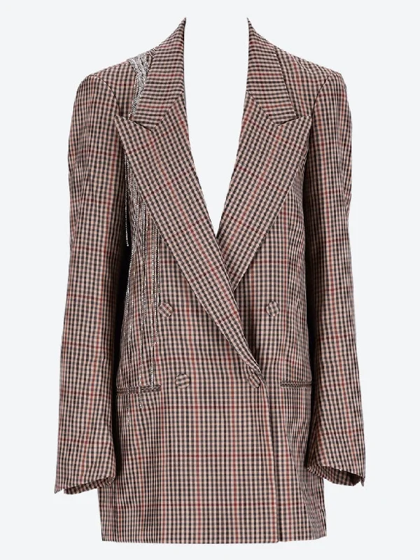 Comfortable And Casual Oversized double breasted blazer with broken necklace