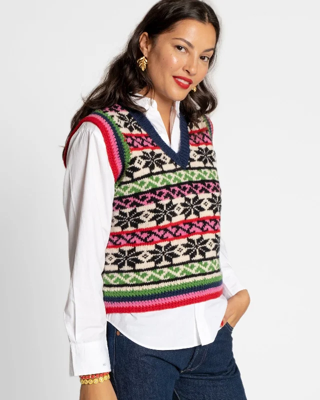 Smart Casuals Festival Vest Fair Isle Oyster Multi
