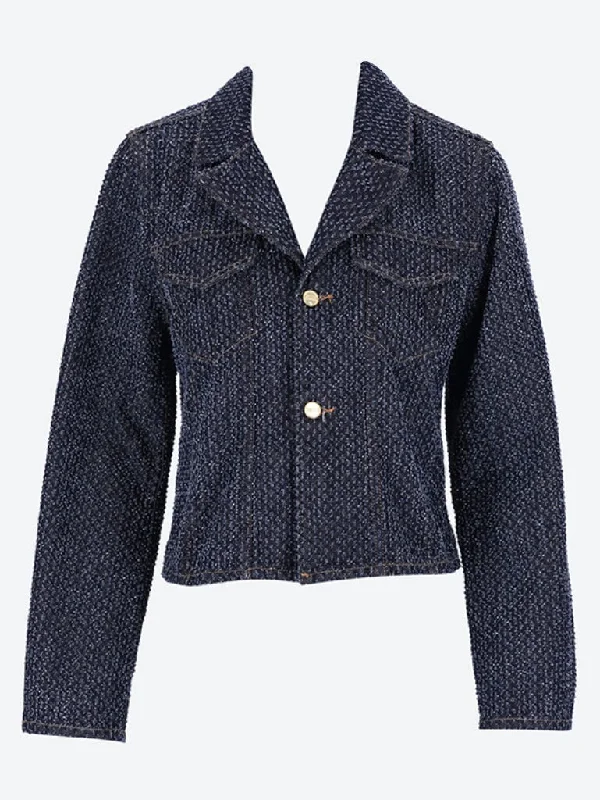 Unique Design Fluffy denim fitted blazer