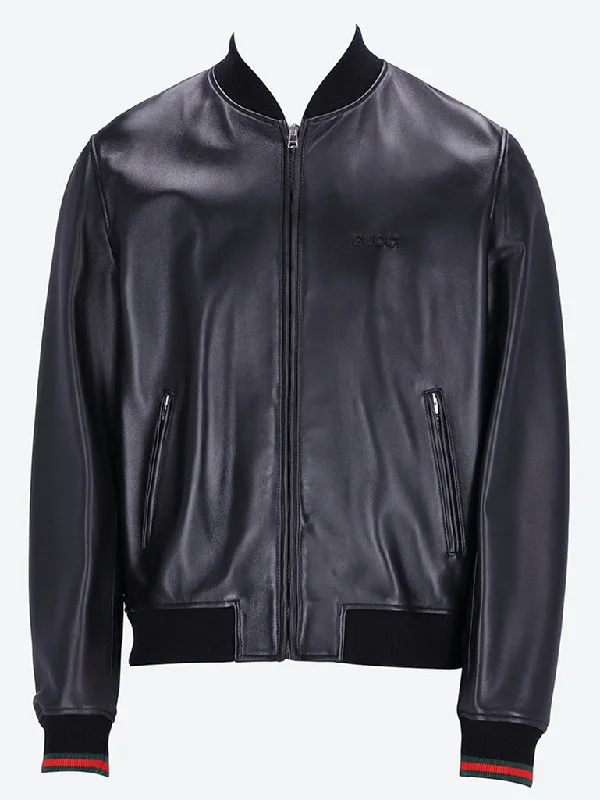 Exquisite Tailoring Matte light leather bomber jacket