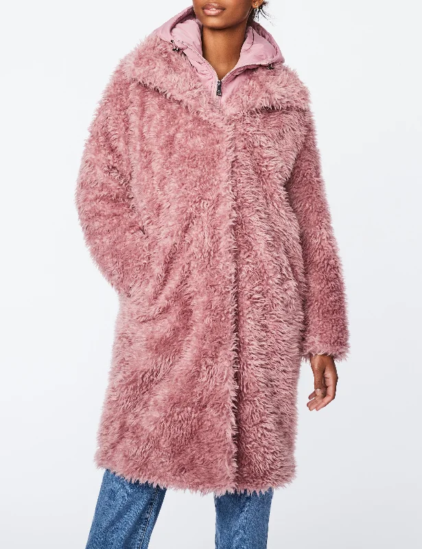 Fresh And Natural Hooded Fur Coat