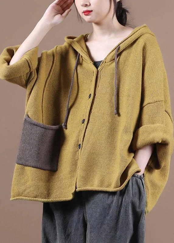 Trendy Items Loose Yellow Button Sweater Coat