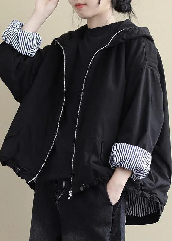 Luxury Customization Luxury Black Hooded Zippered Winter Cotton Long sleeve Coat