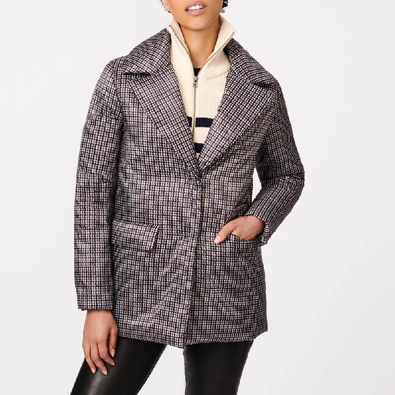 Lazy Home Manhattan Mini Plaid Blazer Puffer Jacket