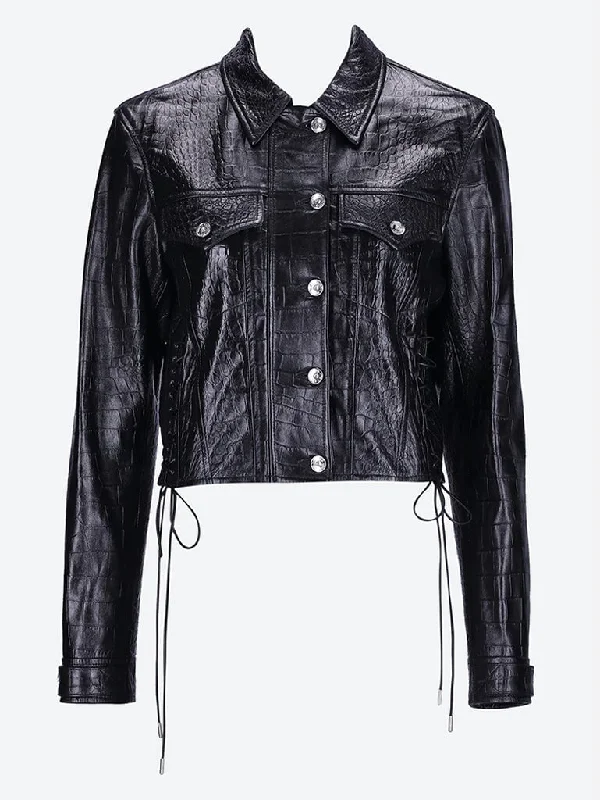 Autumn Selection Embossed croco shiny leather jacke