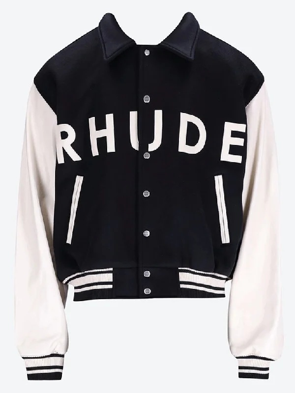 Tropical Style Rhude collegiate  jacket in leather