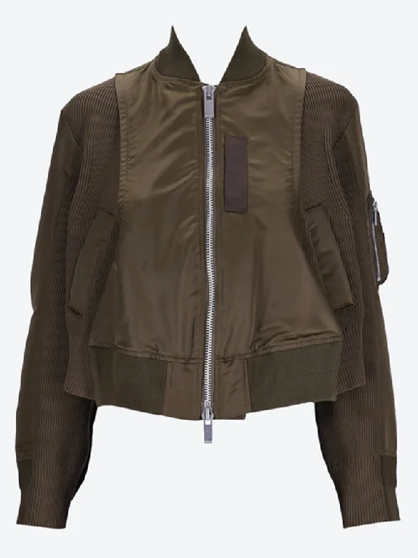Sweet Style Nylon twill x knit jacket