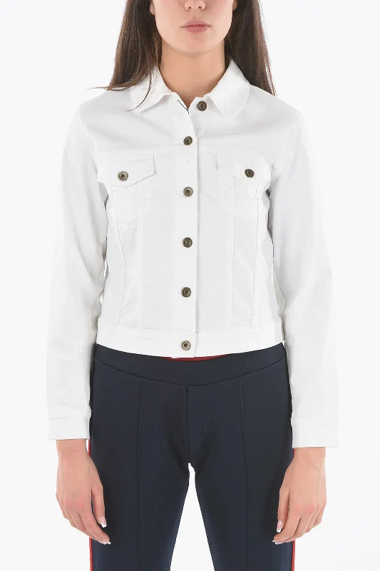 Casual Street Woolrich Denim Cropped Jacket with Logoed Buttons