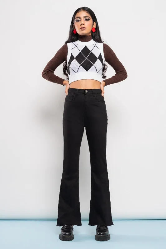 Retro Fashion 70's Slim Black Bootcut Jeans