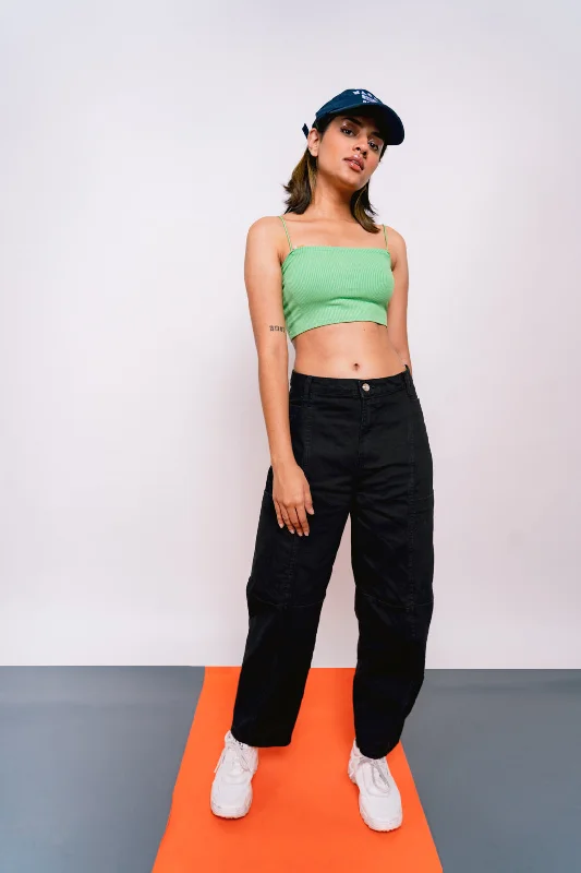 Comfortable And Simple Black Baggy Jeans With Pockets