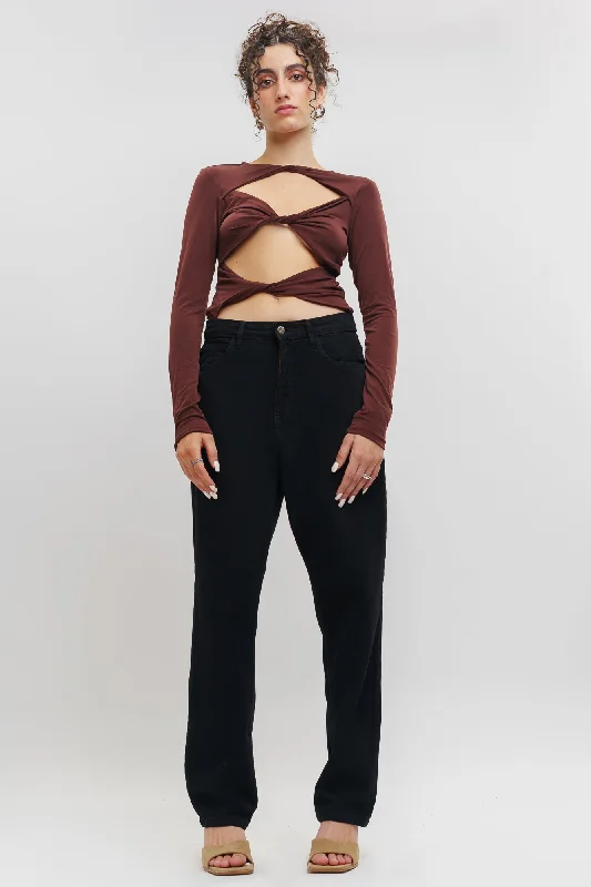 Fashionable And Versatile Black Mom High Ankle Jeans