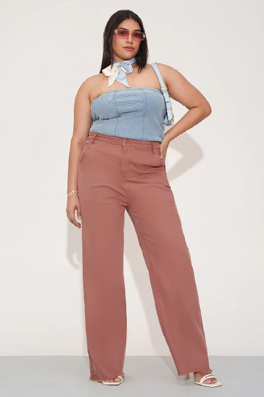 Cozy Knits Burnt Blush Curve Straight Fit Jeans