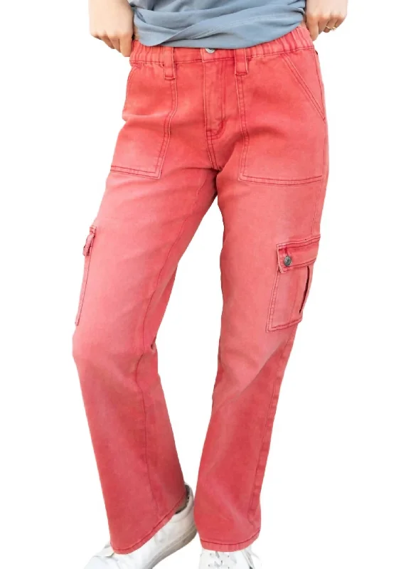 Easy Chic Cal Jeans In Mineral Red