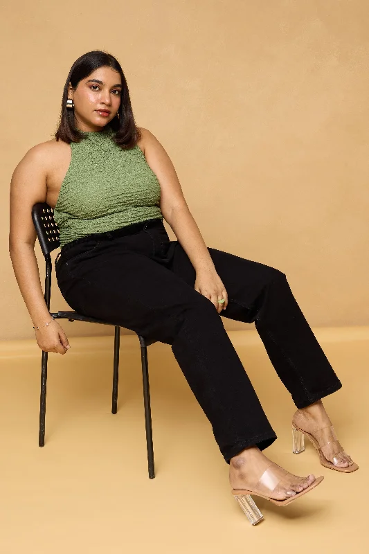 Summer Comfort Curve Bean Black Mom Fit Jeans
