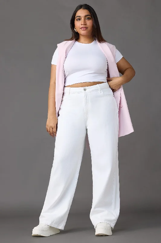 Minimal Style Santorini Chic White Wide Leg Jeans
