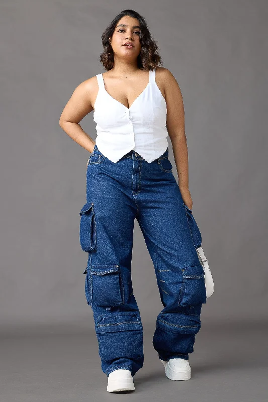 Elegant And Casual Pocket Power Curvy Cargo Pants