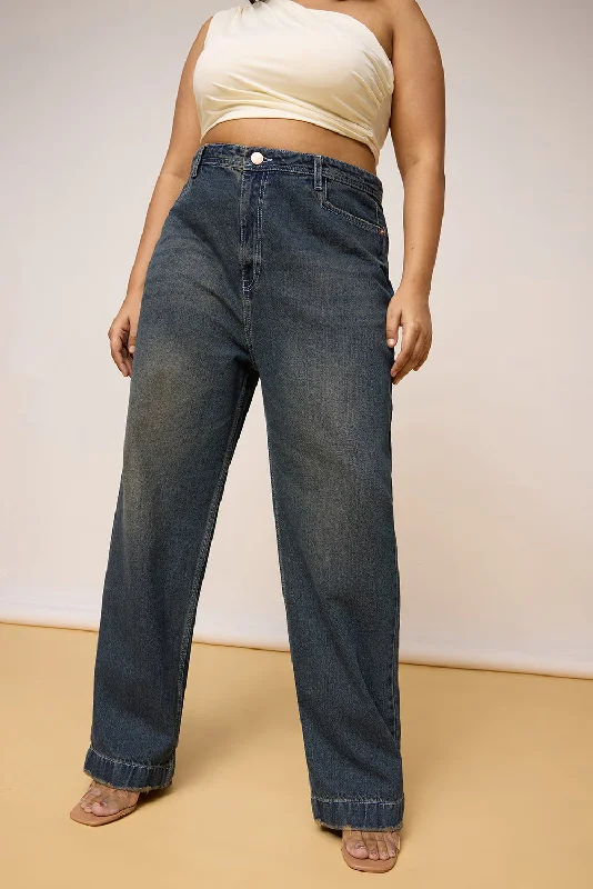 Spring Fashion Ultimate Curve Weathered Cobalt Straight Leg Jeans