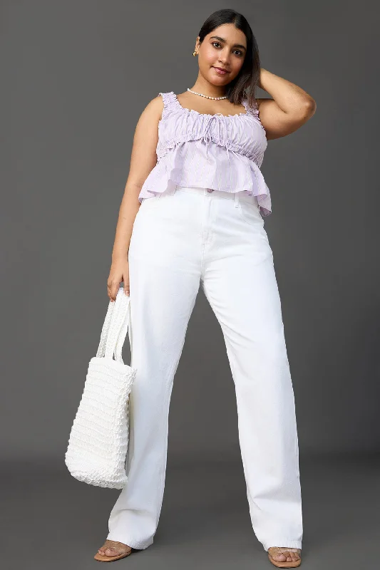 Trendy Items Arctic Chic White Curve Tapered Jeans