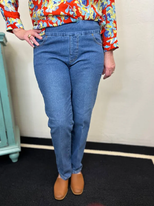 Unique Prints Denim Pants In Medium Wash