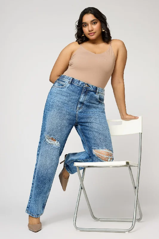 All-Day Comfort Urban Rips Curve Elasticated Mom Jeans