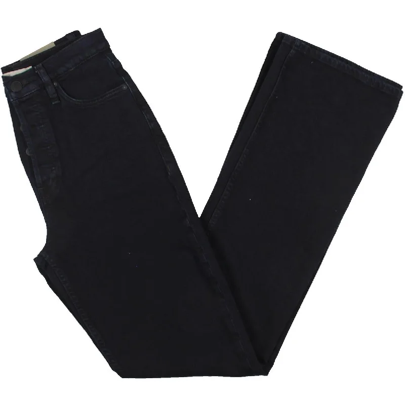 Unique Fashion Faye Womens Ultra High Rise Dark Wash Flared Jeans