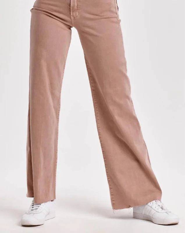 European And American Style Fiona Super High Rise Wide Leg Jeans In Brown