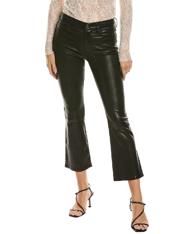 Simple Comfort FRAME Denim Le Crop Washed Black Leather Mini Bootcut Jean