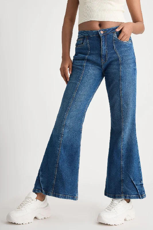Economic Outlook Wrapped Seam Washed Bootcut Jeans
