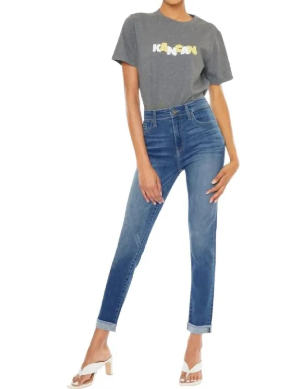 Unique Design Janice High Rise Cigarette Leg Jeans In Medium Wash