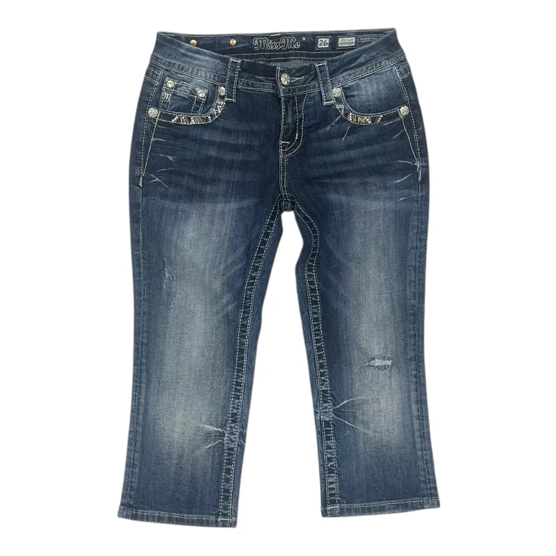 High Street Style Jeans Cropped By Miss Me In Blue Denim, Size:2