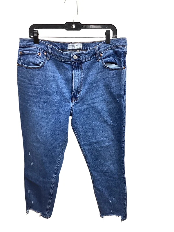 Cozy Pants Jeans Straight By Abercrombie And Fitch In Blue Denim, Size: 16