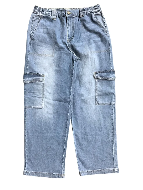 Relaxed Chic Jeans Wide Leg By Madden Girl In Blue Denim, Size: L
