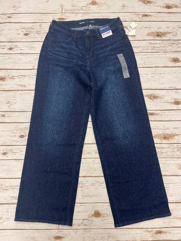 Knitted Design Jeans Wide Leg By Old Navy In Blue, Size: 10