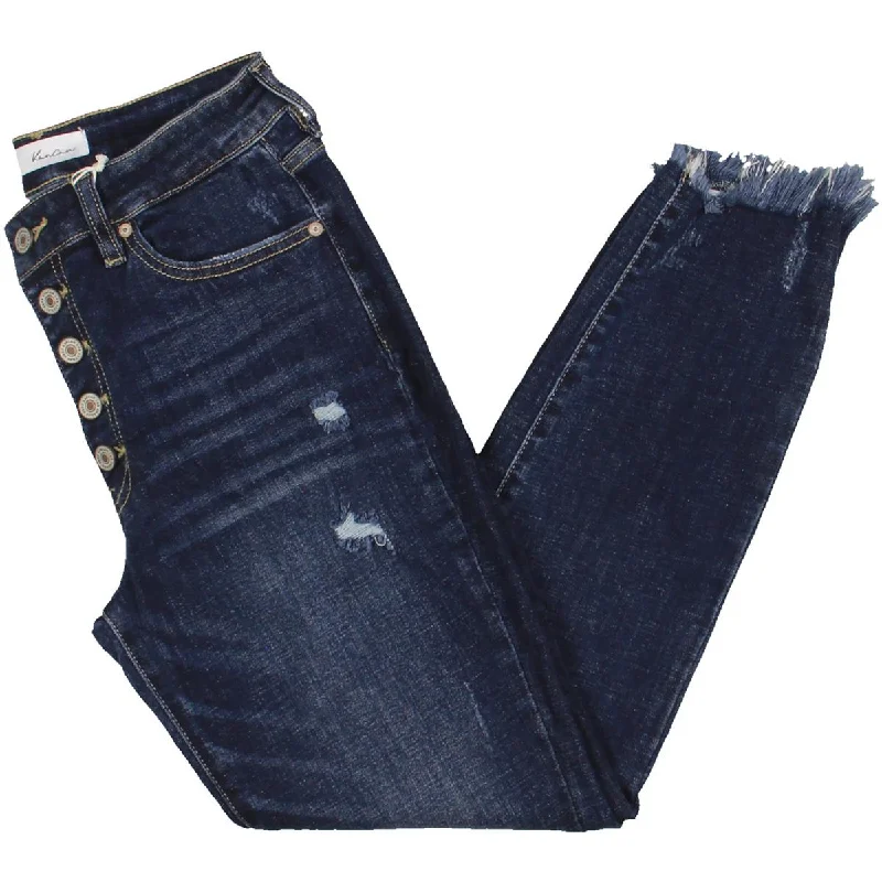 Soft Style Juniors Womens High Rise Distressed Ankle Jeans