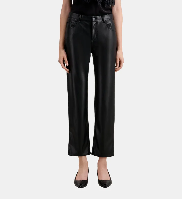Exquisite Tailoring Leather Effect Trousers