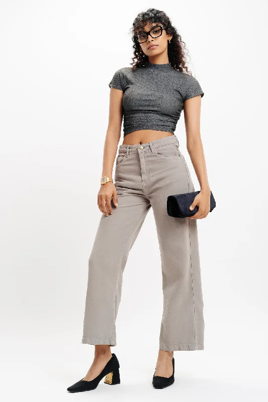 Soft Looks Grey Wide Leg Jeans